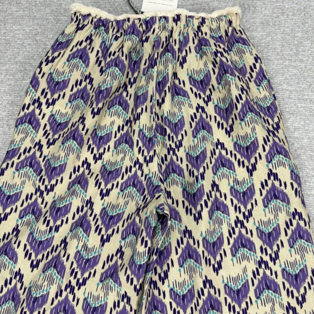 Zara Kids Purple Ikat Print Wide Leg Pants Size 11-12 MSRP $32